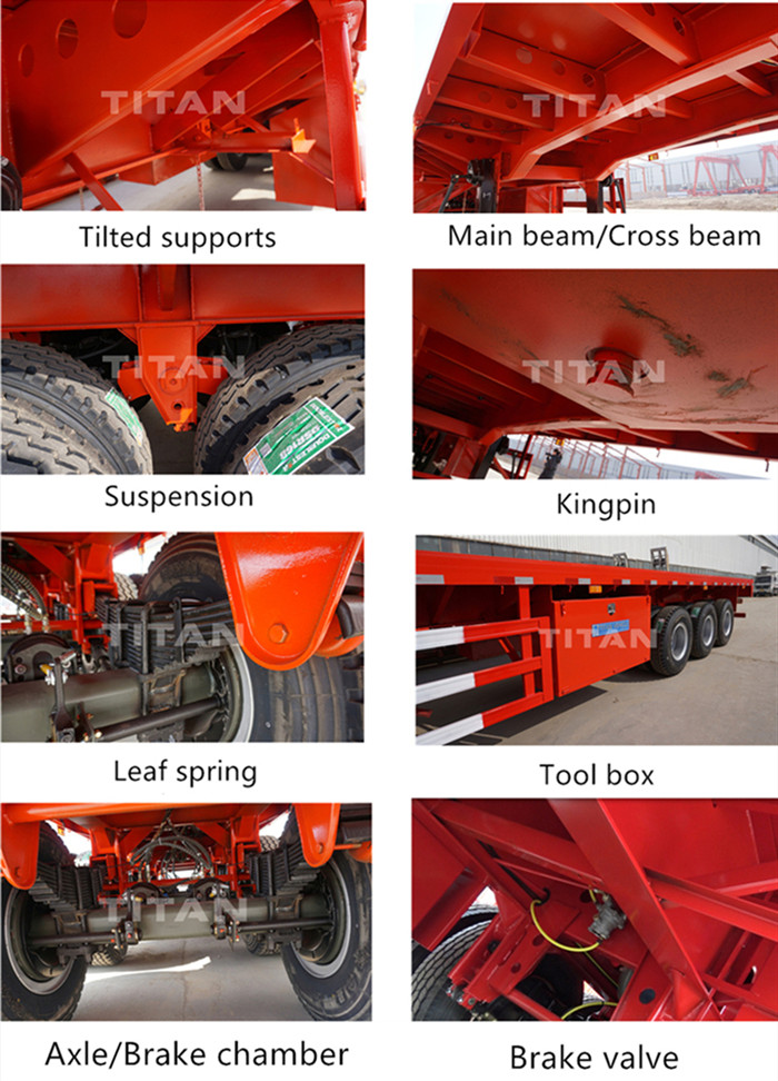 tri axle flatbed truck trailer detail