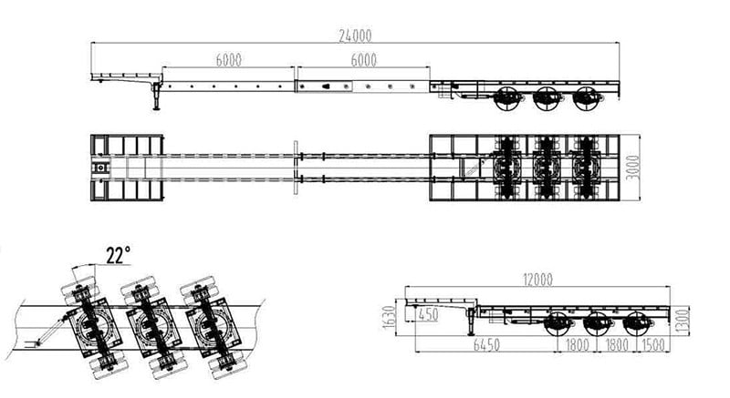 extendable flatbed trailer for sale drawing