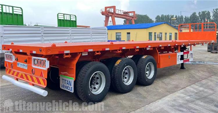 Tri Axle Flatbed Trailer with Front Wall for Sale In El Salvador