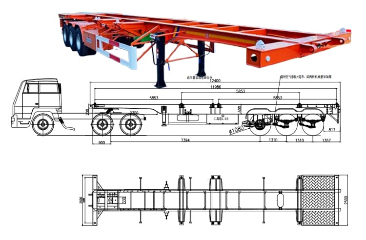 Tri Axle 40 Ft Container Skeletal Semi Trailer for Sale in Congo