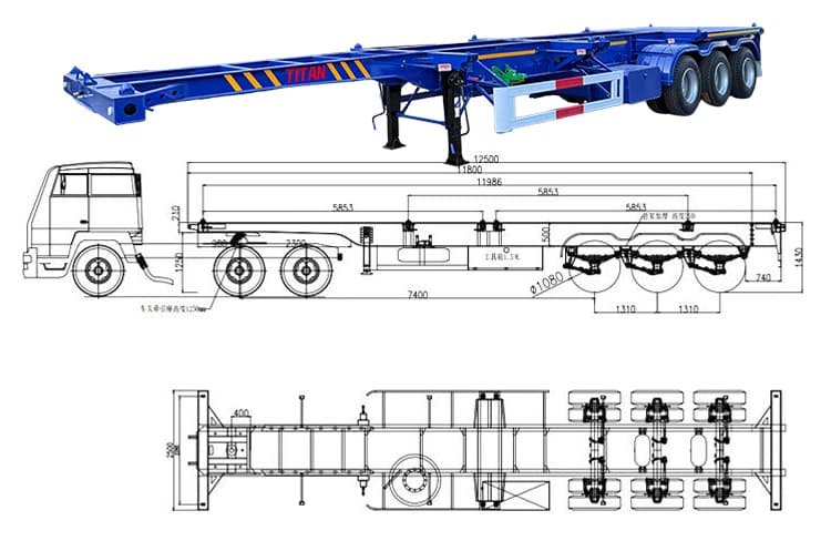 Tri Axle 40 Foot Shipping Container Chassis Trailer | Intermodal Trailers for Sale in Ghana
