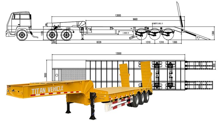 Tri Axle Lowbed Truck Trailer Price for Sale in Mali